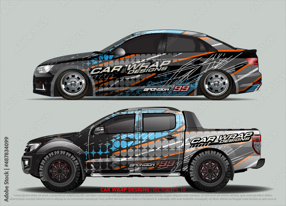 car wrap design. simple lines with abstract background vector concept for vehicle vinyl wrap and automotive decal livery