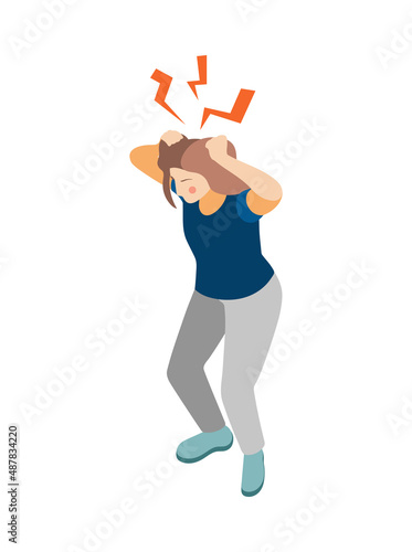 Depressed Woman Isometric Composition