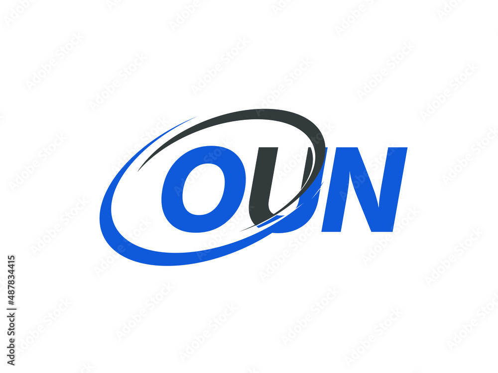 OUN letter creative modern elegant swoosh logo design