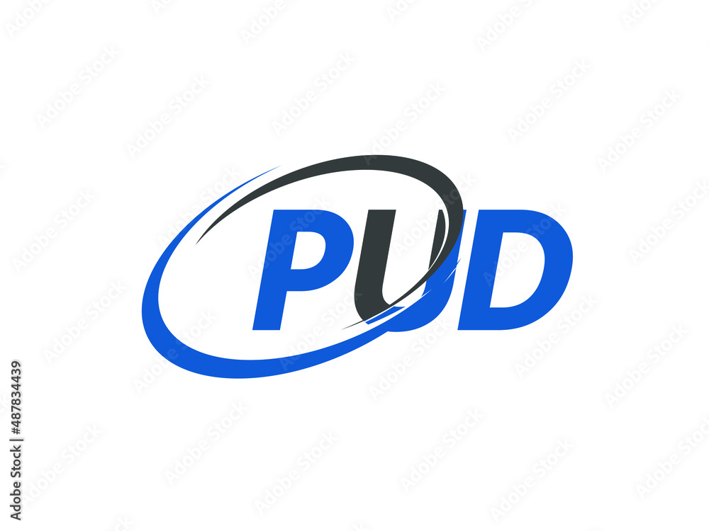 PUD letter creative modern elegant swoosh logo design PUD letter creative modern elegant swoosh logo design