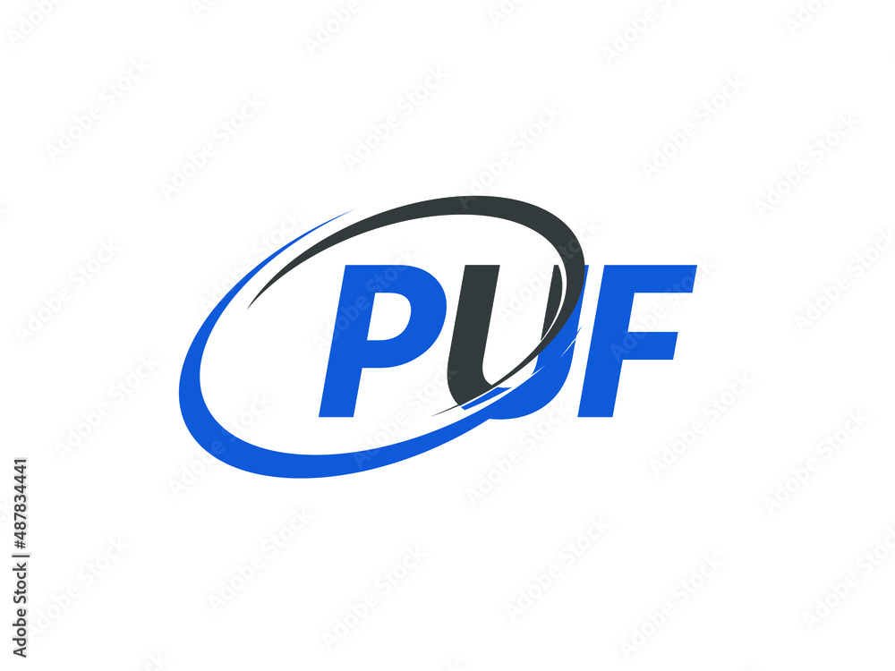 PUF letter creative modern elegant swoosh logo design PUF letter creative modern elegant swoosh logo design