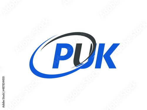 PUK letter creative modern elegant swoosh logo design