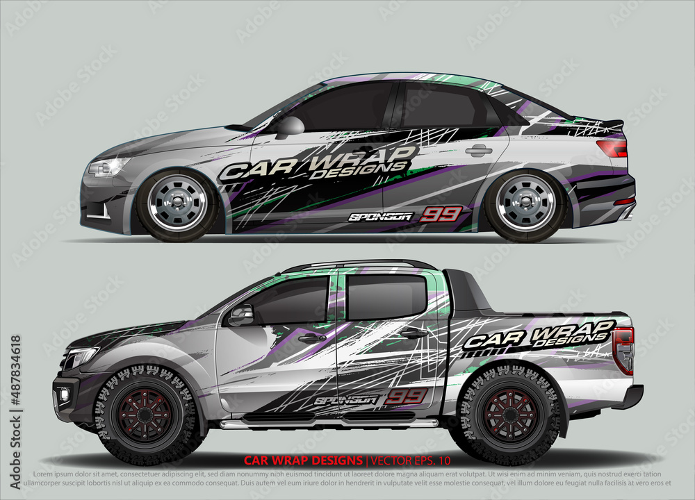 car wrap design. simple lines with abstract background vector concept for vehicle vinyl wrap and automotive decal livery