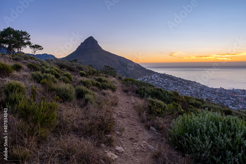 sunset at Signal Hill Cape Town South Africa, sunset with a view at Lions Head and Camps Bay Cape Town