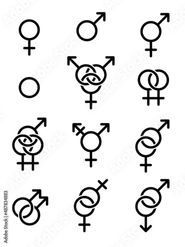 Set of gender symbols. Sexual identity icons.