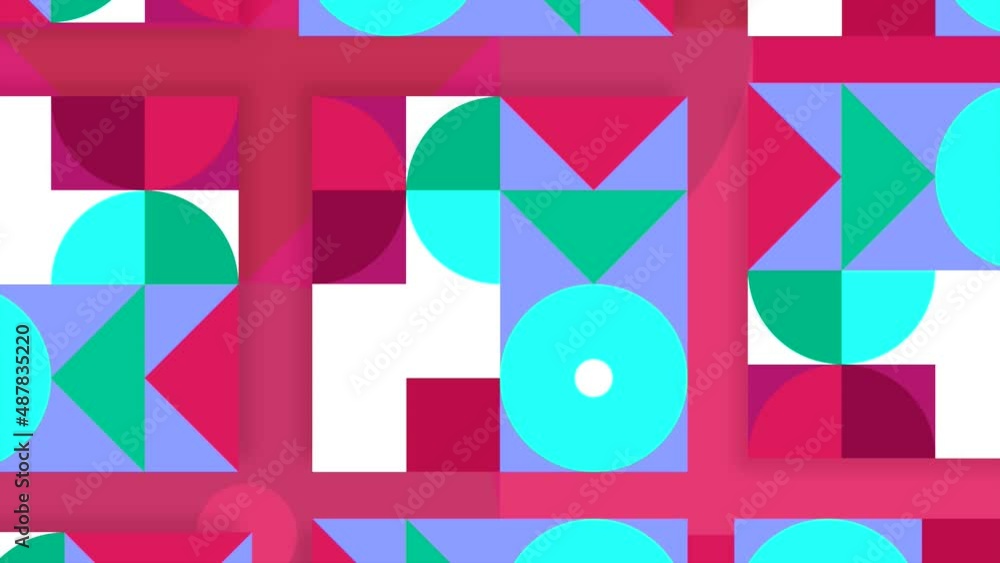 Flashing animation. Motion. Geometric shapes that change color and size ...