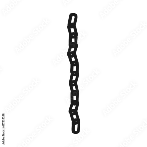 Silhouette of iron chain. Vector black white doodle sketch isolated illustration.
