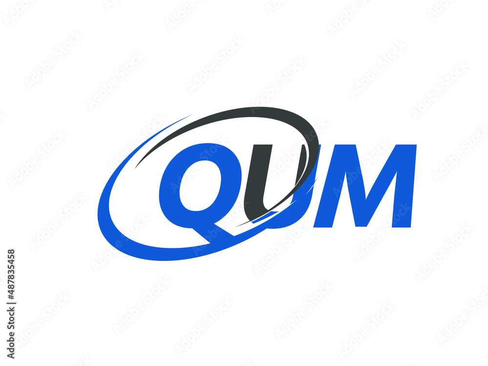 QUM letter creative modern elegant swoosh logo design