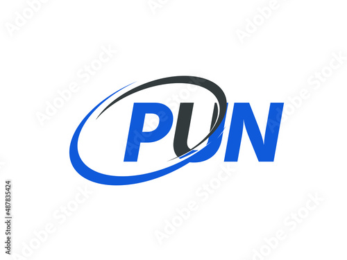 PUN letter creative modern elegant swoosh logo design