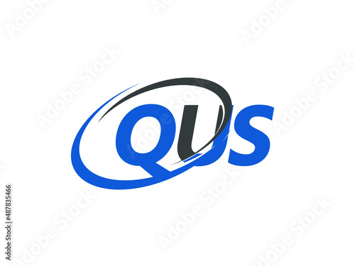 QUS letter creative modern elegant swoosh logo design