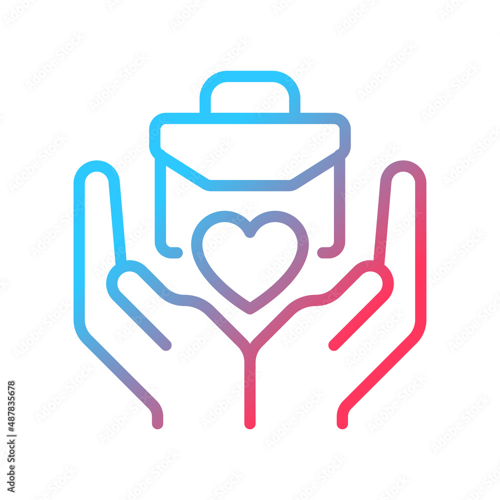 Social responsibility gradient linear vector icon. Workplace giving program. Philanthropic efforts. Promoting welfare. Thin line color symbol. Modern style pictogram. Vector isolated outline drawing Social responsibility gradient linear vector icon. Workplace giving program. Philanthropic efforts. Promoting welfare. Thin line color symbol. Modern style pictogram. Vector isolated outline drawing