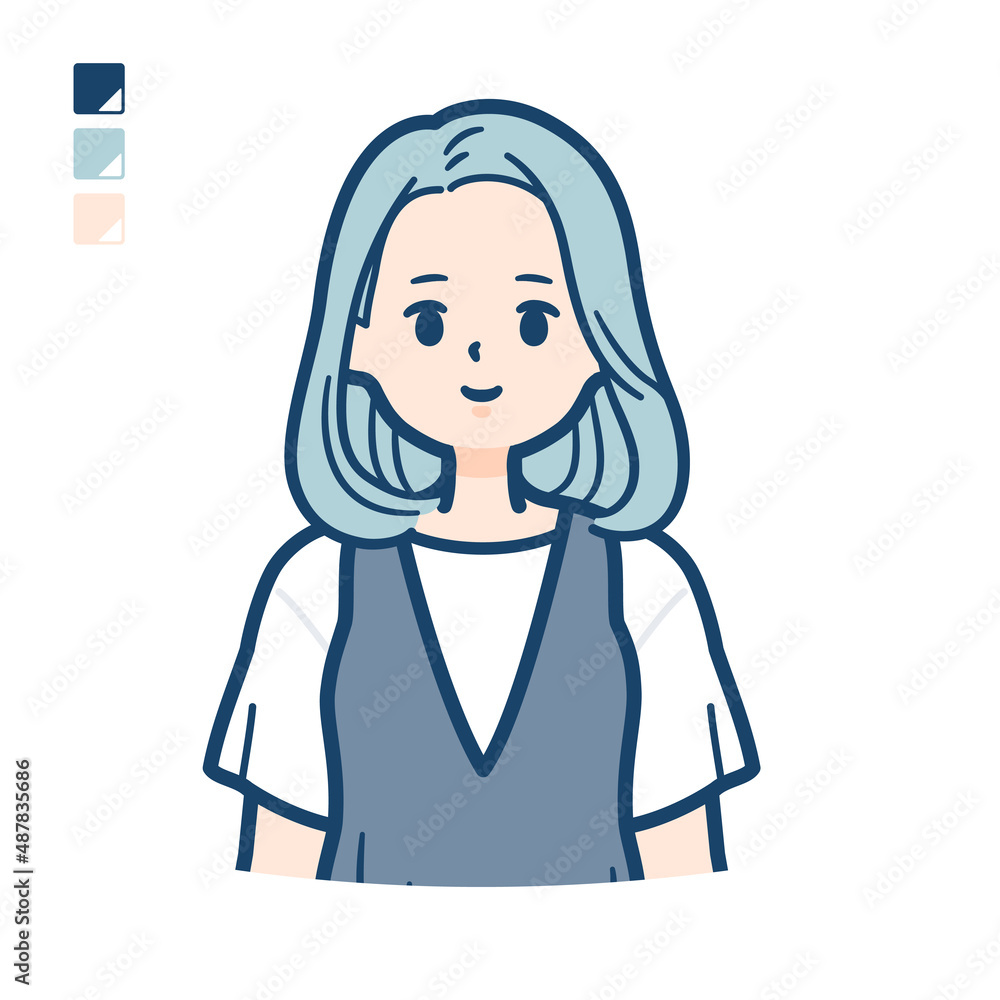 ノースリーブワンピースを着た若い女性のバストアップカット