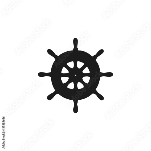Silhouette of steering-wheel rudders. Vector black white doodle sketch outline retro isolated illustration.