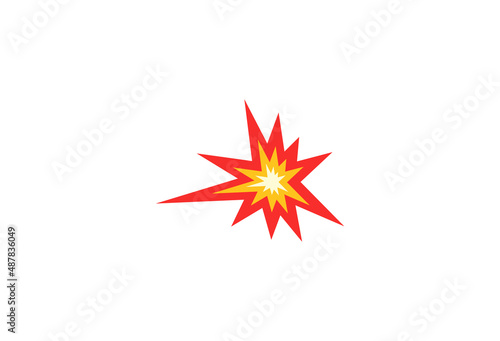 The isolated vector cartoon-styled red, yellow fiery burst collision star emoji icon
