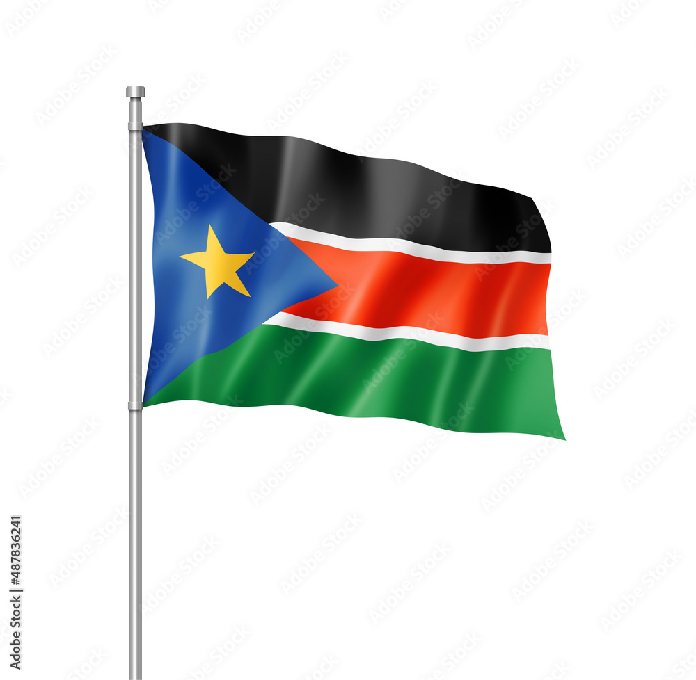 South Sudan flag isolated on white South Sudan flag isolated on white