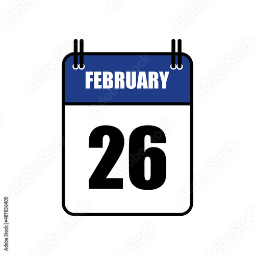 February 26 Calendar Icon Vector Illustration . Date , Day Of Mouth