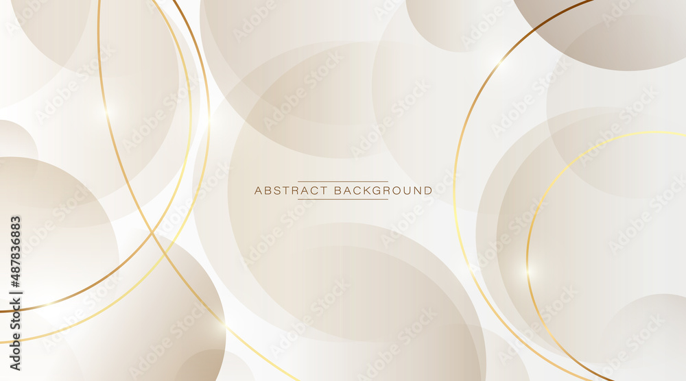 Abstract luxury white and gold gradient circles background with golden ...