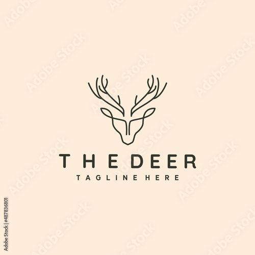 outline deer line art logo vector symbol illustration design photo