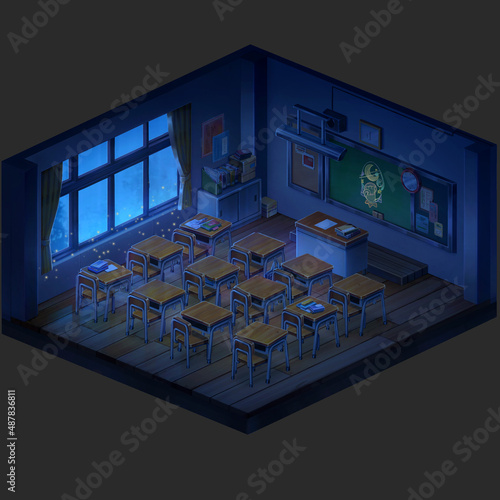 Classroom Evening 2d Anime Background Illustration Stock Illustration -  Download Image Now - iStock