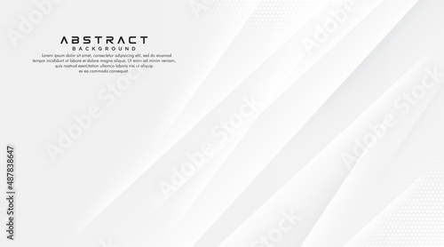 Abstract white gray gradient background with halftone decoration. Elegant shiny silver light lines texture design. Modern simple graphic element with space for your text. Vector illustration
