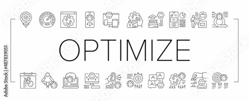 Optimize Operations Collection Icons Set Vector .