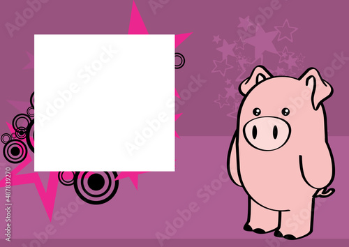 sweet pig character cartoon perspective background illustration in vector format
