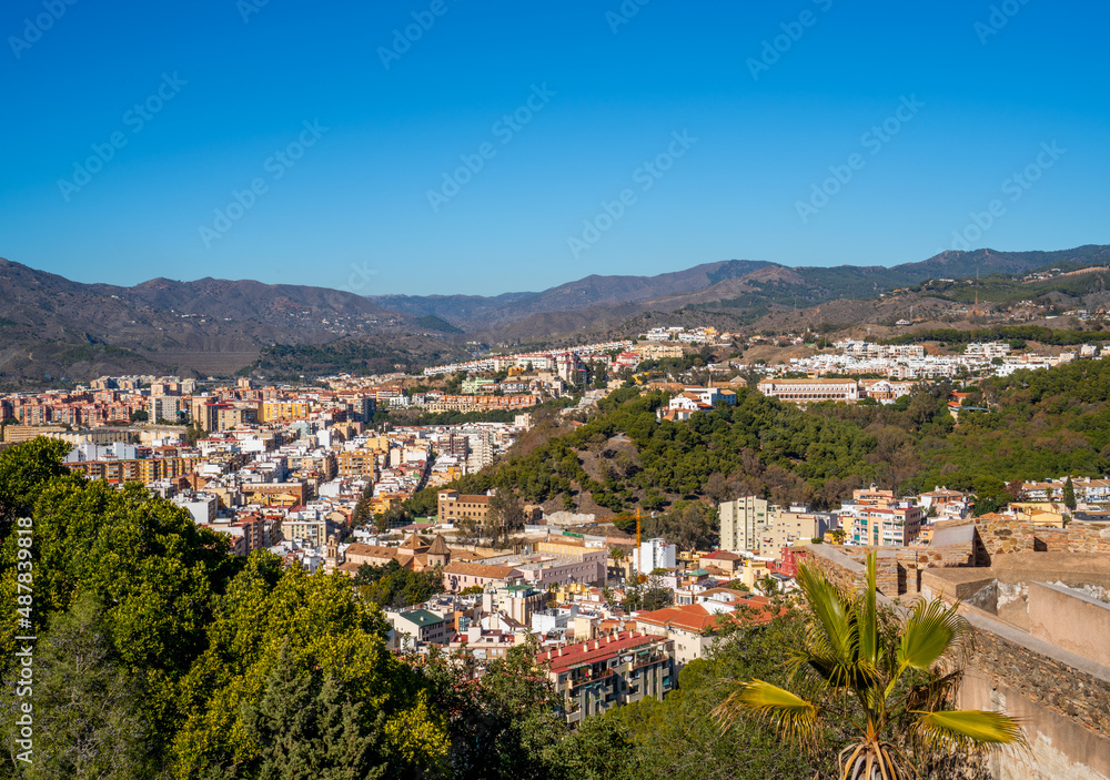 Panoramic view over the city of Malaga, Spain
