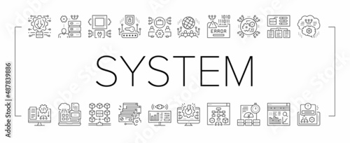 System Work Process Collection Icons Set Vector .