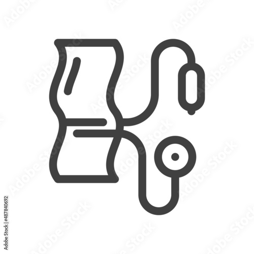 Tonometer icon. A simple line drawing of a pressure measuring apparatus. Isolated vector on pure white background.