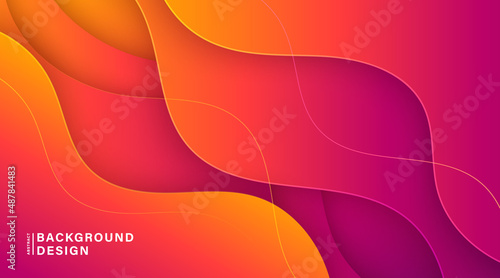 Abstract modern color gradient background with waves shape and shadow decoration. Trendy simple color gradient fluid shapes element design. Suit for cover, poster, website, brochure, flyer, banner