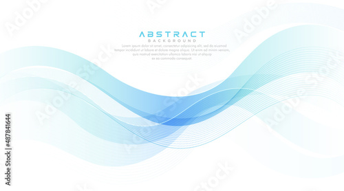 Green turquoise and bright blue gradient abstract wave lines banner on white background. Modern simple flowing wave creative design. Suit for cover, poster, website, brochure, banner, presentation