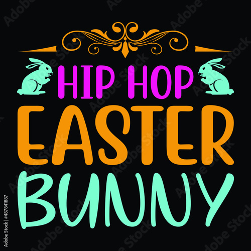 Hip hop easter bunny  Collection of lettering with Easter bunny. Vector illustration isolated on black background.
