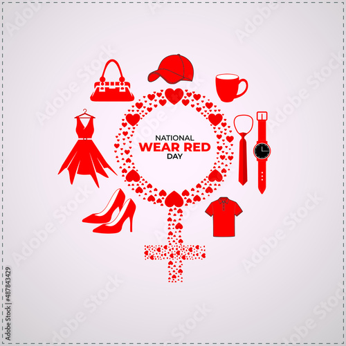 National wear red day. Template for background, banner, card, poster. vector illustration.