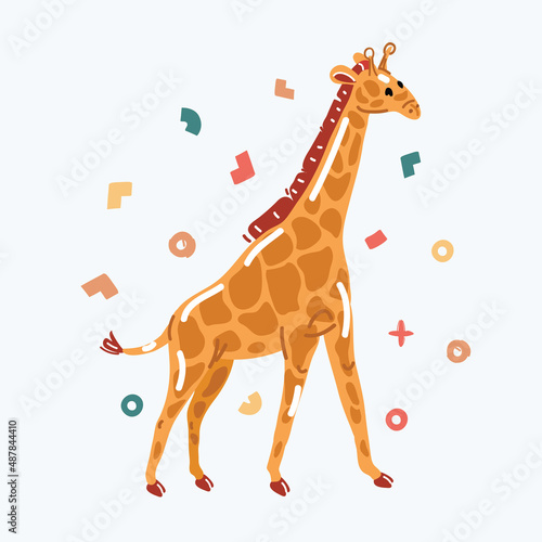 Vector illustration of giraffe. Wild animal for kids birthday