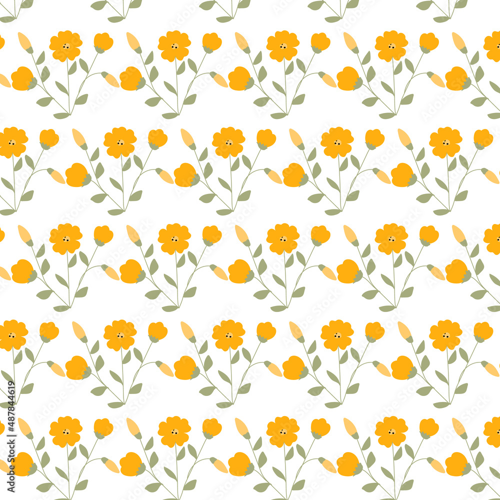 Seamless pattern with yelow flowers