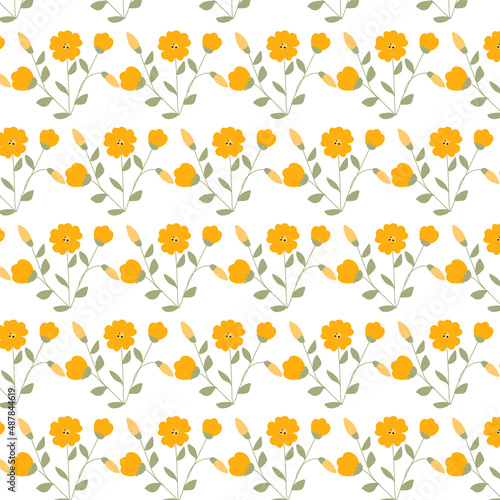 Seamless pattern with yelow flowers