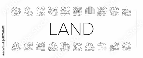 Land Scape Nature Collection Icons Set Vector .