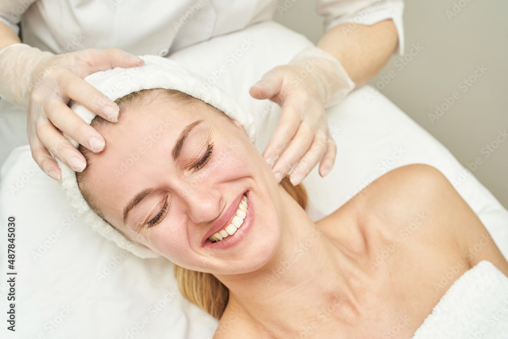 © elenavolf - Female doctor exam person skin. Female patient consultation. Dermatology aesthetic surgery preparation. Spa salon facial treatment. Luxury hospital check. Rejuvenation touch. Hands in gloves © elenavolf - Female doctor exam person skin. Female patient consultation. Dermatology aesthetic surgery preparation. Spa salon facial treatment. Luxury hospital check. Rejuvenation touch. Hands in gloves