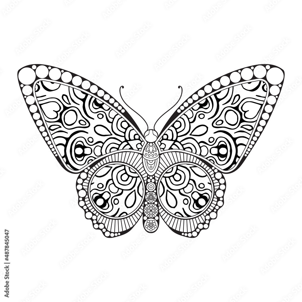 vector butterfly black and white element line art print design vector butterfly black and white element line art print design