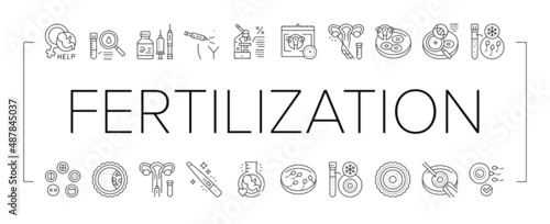 Fertilization Treat Collection Icons Set Vector .