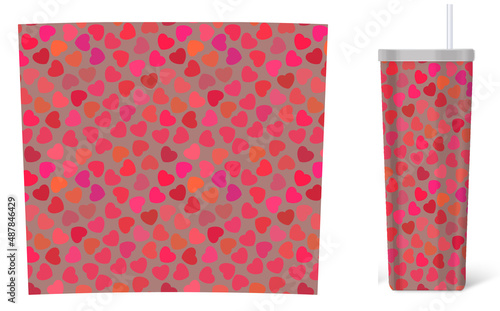 Tumblers wrap design with hearts pattern. 20oz tumblers wrap mug photo