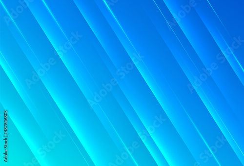 Abstract bright blue gradient background with shiny light lines effect. Modern simple diagonal lines creative design. Minimal style texture element. Suit for cover, poster, brochure, flyer, banner.