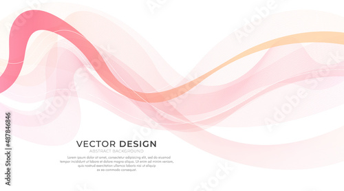 Abstract bright colorful wave lines element on white background. Modern simple flowing pattern creative design. Suit for poster, cover, banner, flyer, brochure, presentation, website.