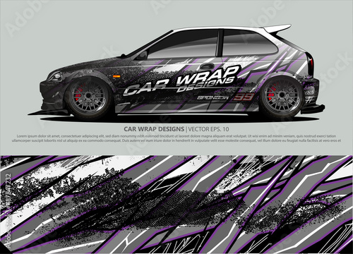 Car wrap decal design vector. abstract Graphic background kit designs for vehicle, race car, rally, livery, sport car © talentelfino