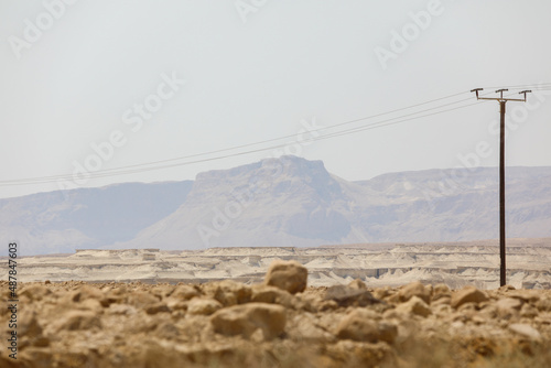 Rocky hills of the Negev Desert in Israel. Breathtaking landscape and nature of the Middle East at sunset. High quality photo photo