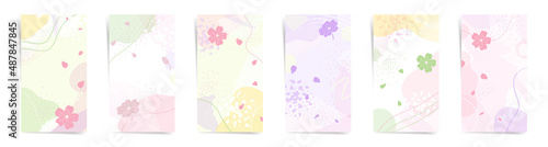 Spring, Women's Day, 8 March Story Post Social Template floral background. 