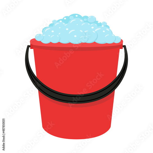 Bucket with soap foam