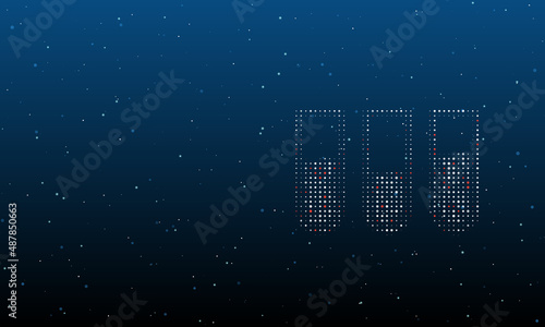 On the right is the water game symbol filled with white dots. Background pattern from dots and circles of different shades. Vector illustration on blue background with stars