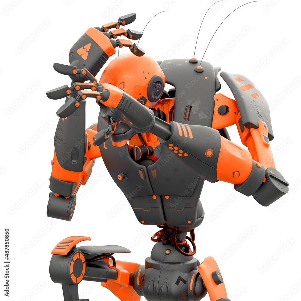 skeleton robot in defence pose on white background skeleton robot in defence pose on white background
