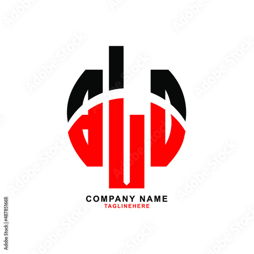 BLD letter design. BLD letter logo design with white background. BLD creative letter logo with two colors.
 photo